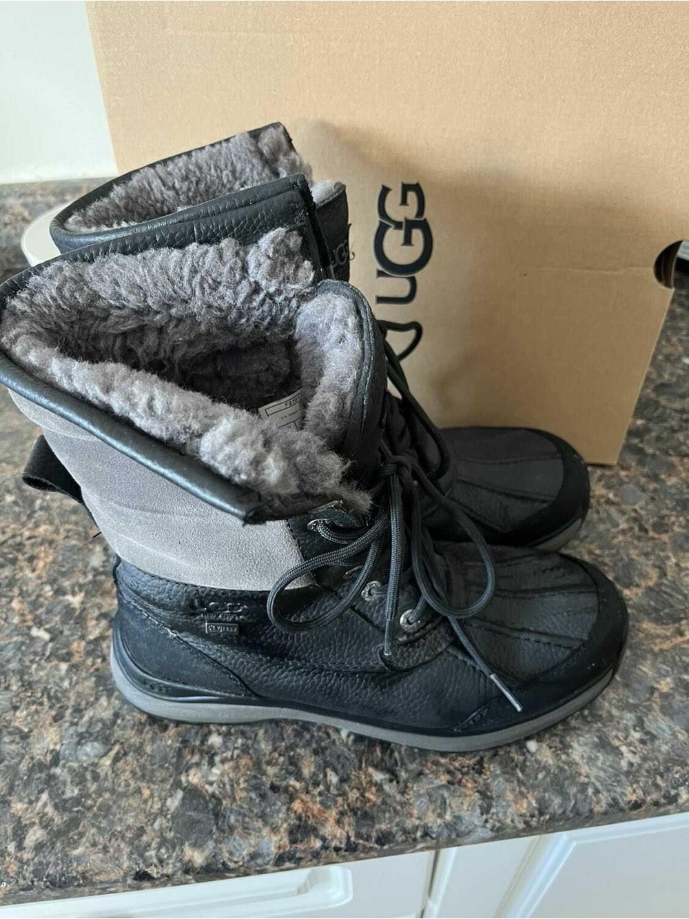 UGG Adirondack III Women’s Black Lace-Up Shearling Winter Boots